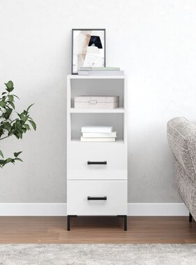 VidaXL Dressoir 34,5x34x90 cm bewerkt hout hoogglans wit