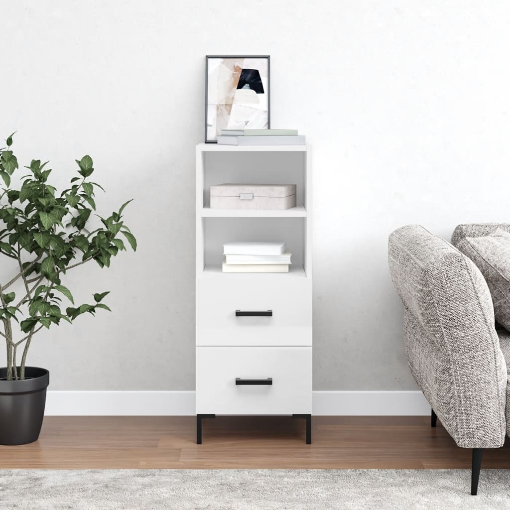 VidaXL Dressoir 34,5x34x90 cm bewerkt hout hoogglans wit