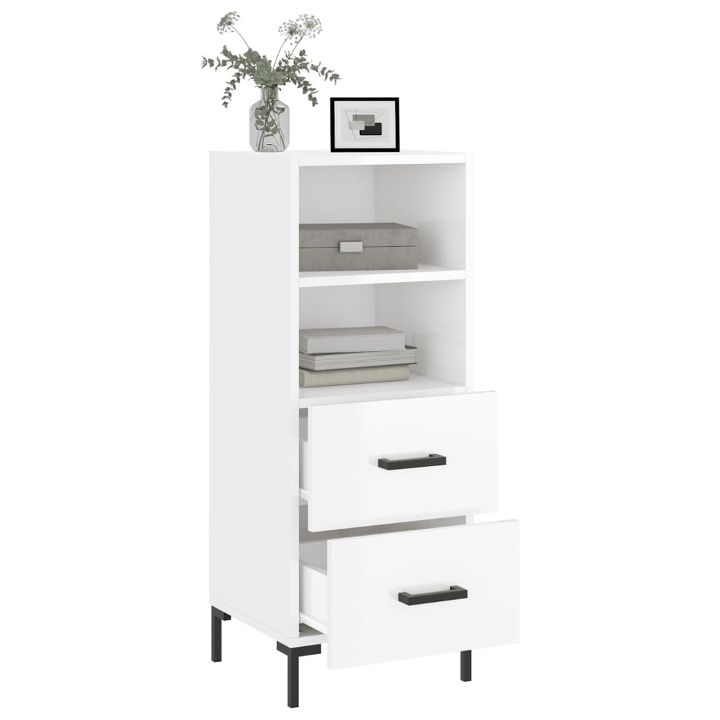 VidaXL Dressoir 34,5x34x90 cm bewerkt hout hoogglans wit