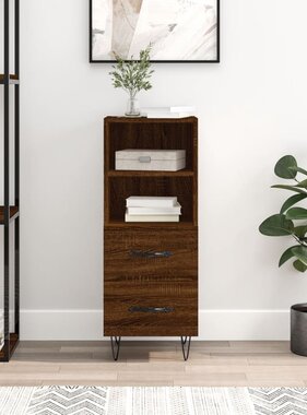 VidaXL Dressoir 34,5x34x90 cm bewerkt hout bruineikenkleurig