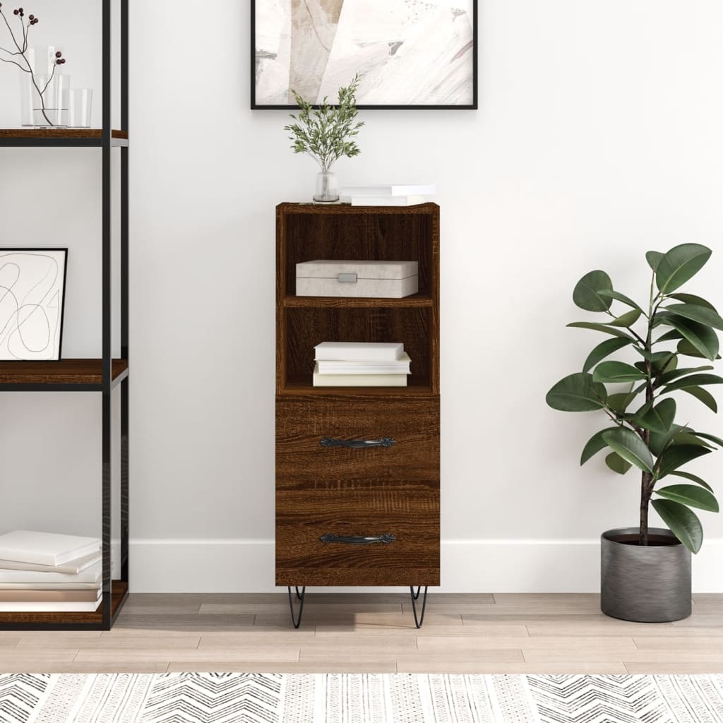 VidaXL Dressoir 34,5x34x90 cm bewerkt hout bruineikenkleurig