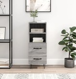 VidaXL Dressoir 34,5x34x90 cm bewerkt hout grijs sonoma eikenkleurig