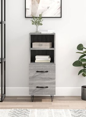 VidaXL Dressoir 34,5x34x90 cm bewerkt hout grijs sonoma eikenkleurig