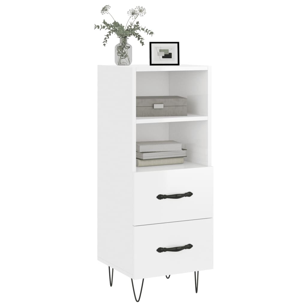VidaXL Dressoir 34,5x34x90 cm bewerkt hout hoogglans wit