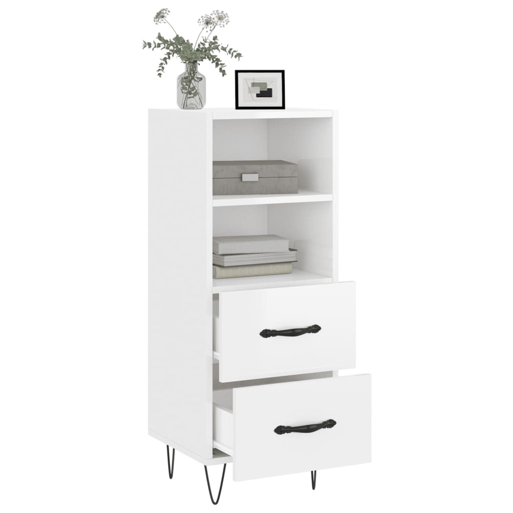 VidaXL Dressoir 34,5x34x90 cm bewerkt hout hoogglans wit
