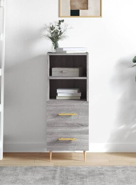 VidaXL Dressoir 34,5x34x90 cm bewerkt hout grijs sonoma eikenkleurig