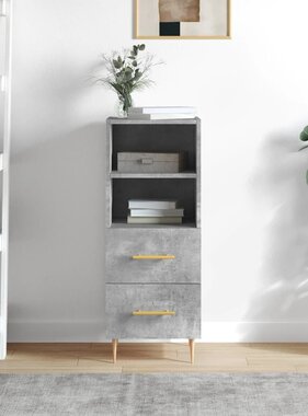 VidaXL Dressoir 34,5x34x90 cm bewerkt hout betongrijs