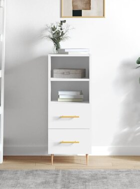 VidaXL Dressoir 34,5x34x90 cm bewerkt hout hoogglans wit