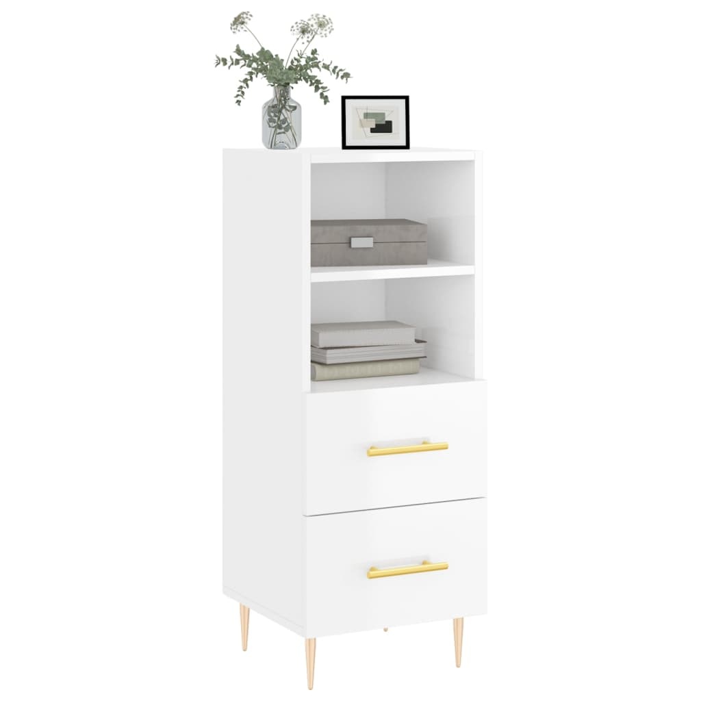 VidaXL Dressoir 34,5x34x90 cm bewerkt hout hoogglans wit