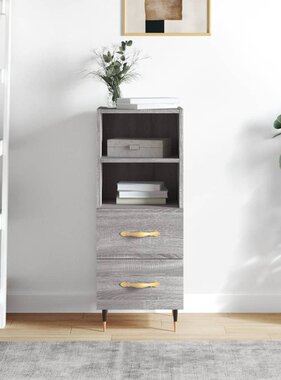 VidaXL Dressoir 34,5x34x90 cm bewerkt hout grijs sonoma eikenkleurig