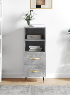 VidaXL Dressoir 34,5x34x90 cm bewerkt hout betongrijs