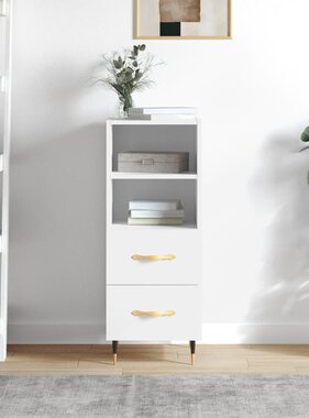 VidaXL Dressoir 34,5x34x90 cm bewerkt hout hoogglans wit