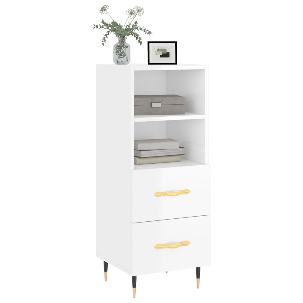 VidaXL Dressoir 34,5x34x90 cm bewerkt hout hoogglans wit