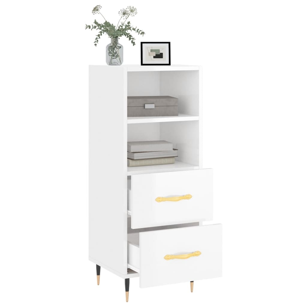 VidaXL Dressoir 34,5x34x90 cm bewerkt hout hoogglans wit
