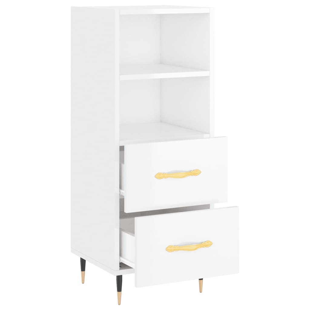 VidaXL Dressoir 34,5x34x90 cm bewerkt hout hoogglans wit
