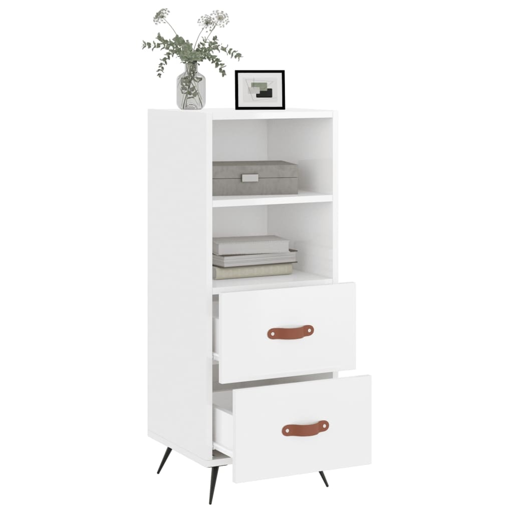 VidaXL Dressoir 34,5x34x90 cm bewerkt hout hoogglans wit