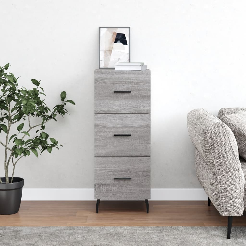 VidaXL Dressoir 34,5x34x90 cm bewerkt hout grijs sonoma eikenkleurig
