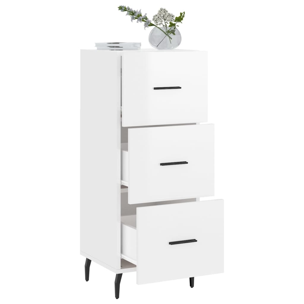 VidaXL Dressoir 34,5x34x90 cm bewerkt hout hoogglans wit