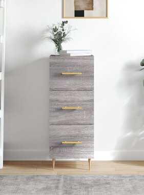 VidaXL Dressoir 34,5x34x90 cm bewerkt hout grijs sonoma eikenkleurig