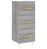 VidaXL Dressoir 34,5x34x90 cm bewerkt hout grijs sonoma eikenkleurig