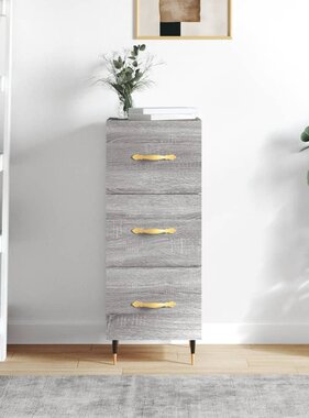 VidaXL Dressoir 34,5x34x90 cm bewerkt hout grijs sonoma eikenkleurig
