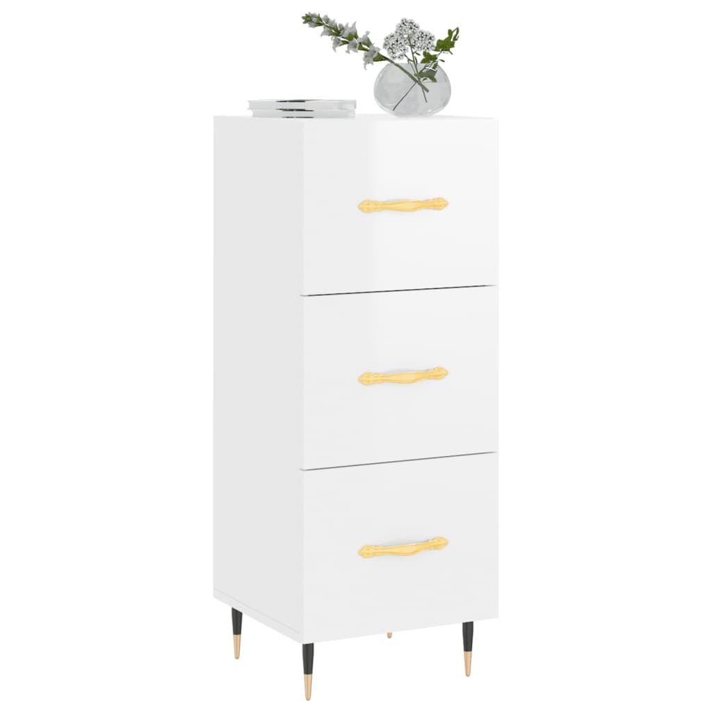 VidaXL Dressoir 34,5x34x90 cm bewerkt hout hoogglans wit