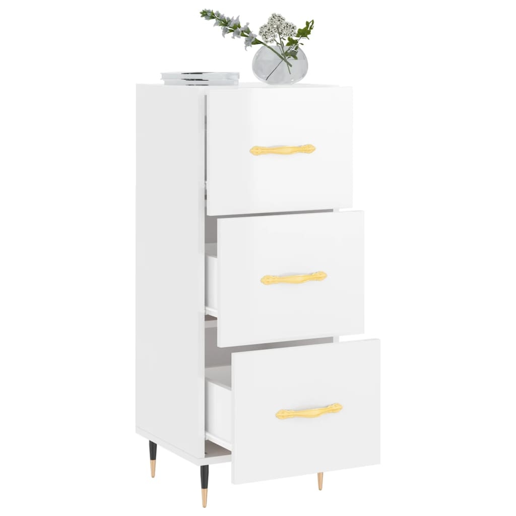 VidaXL Dressoir 34,5x34x90 cm bewerkt hout hoogglans wit
