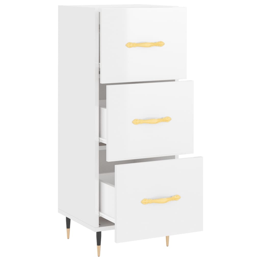 VidaXL Dressoir 34,5x34x90 cm bewerkt hout hoogglans wit