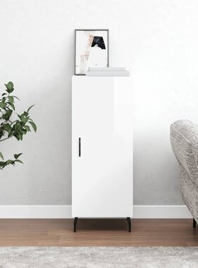 VidaXL Dressoir 34,5x34x90 cm bewerkt hout hoogglans wit