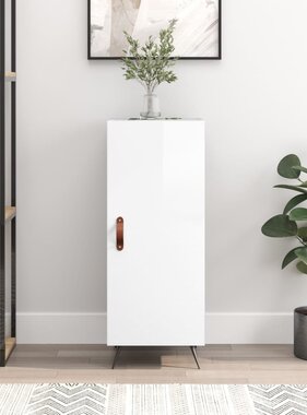 VidaXL Dressoir 34,5x34x90 cm bewerkt hout hoogglans wit