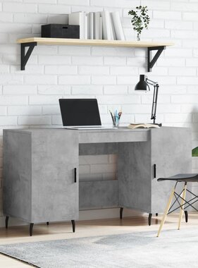 VidaXL Bureau 140x50x75 cm bewerkt hout betongrijs
