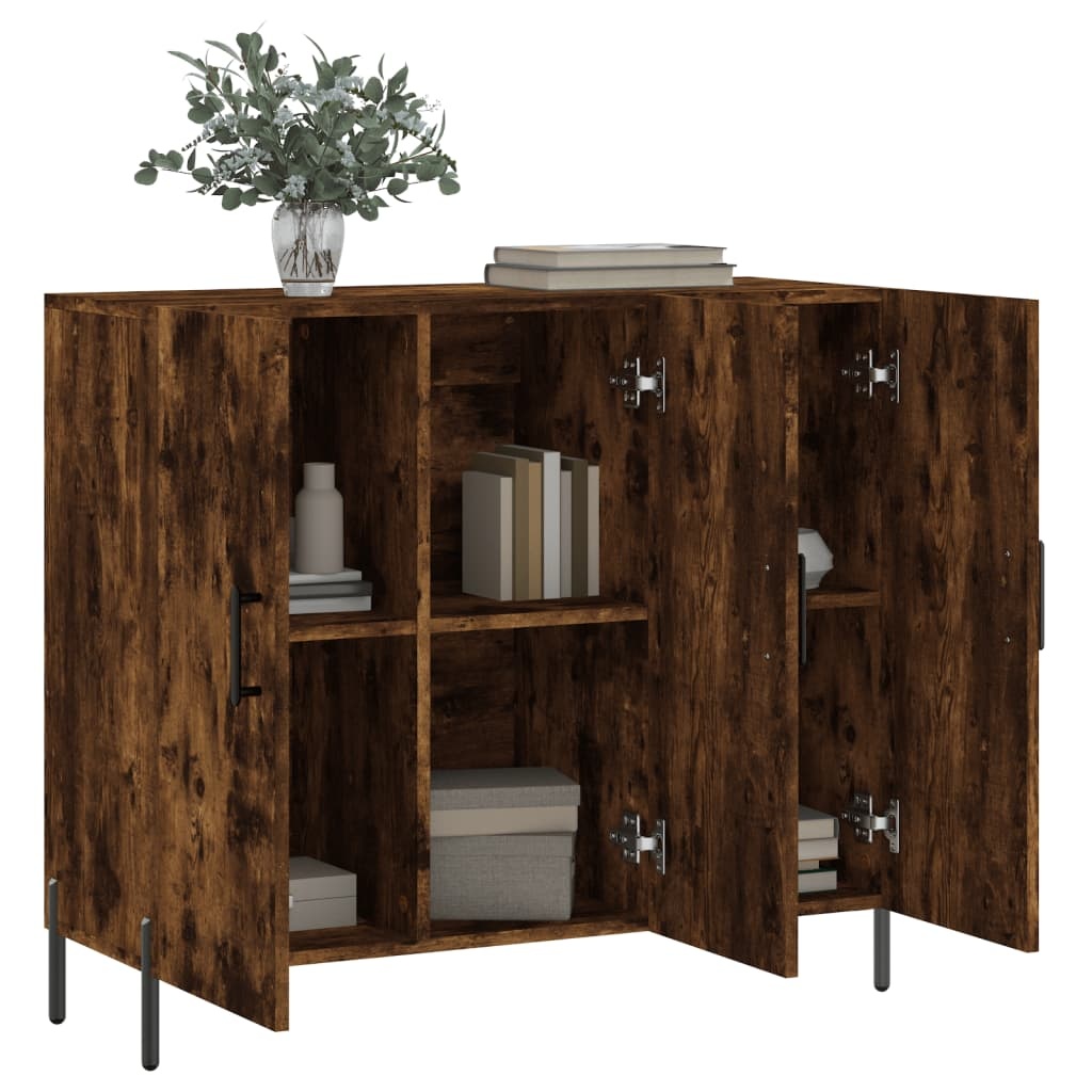 VidaXL Dressoir 90x34x80 cm bewerkt hout gerookt eikenkleurig