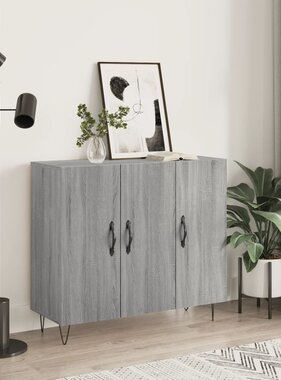 VidaXL Dressoir 90x34x80 cm bewerkt hout grijs sonoma eikenkleurig