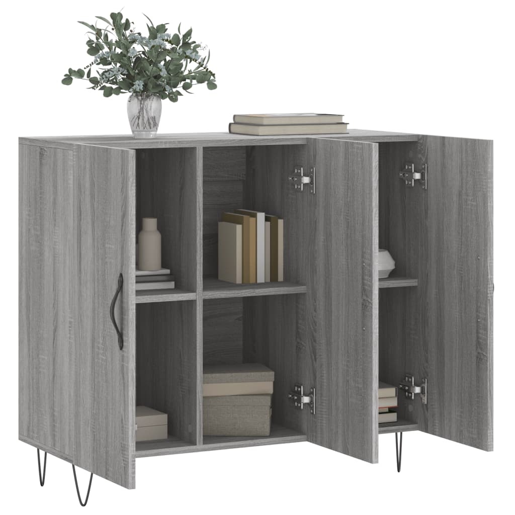 VidaXL Dressoir 90x34x80 cm bewerkt hout grijs sonoma eikenkleurig