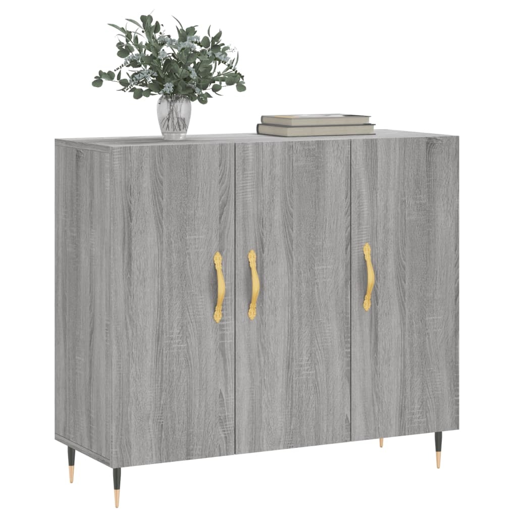 VidaXL Dressoir 90x34x80 cm bewerkt hout grijs sonoma eikenkleurig