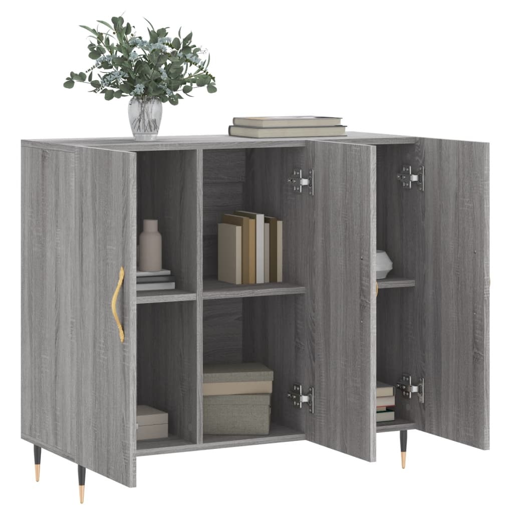 VidaXL Dressoir 90x34x80 cm bewerkt hout grijs sonoma eikenkleurig