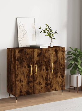 VidaXL Dressoir 90x34x80 cm bewerkt hout gerookt eikenkleurig
