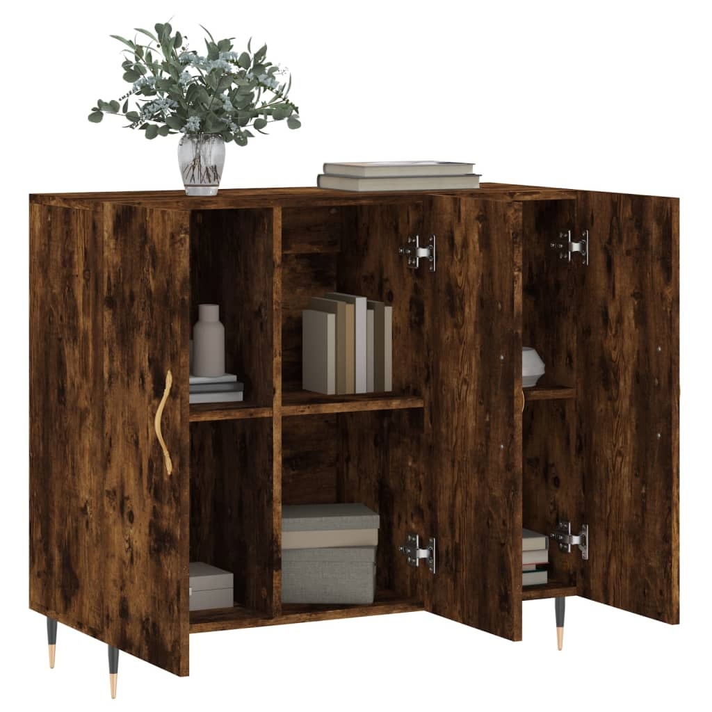 VidaXL Dressoir 90x34x80 cm bewerkt hout gerookt eikenkleurig