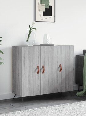 VidaXL Dressoir 90x34x80 cm bewerkt hout grijs sonoma eikenkleurig