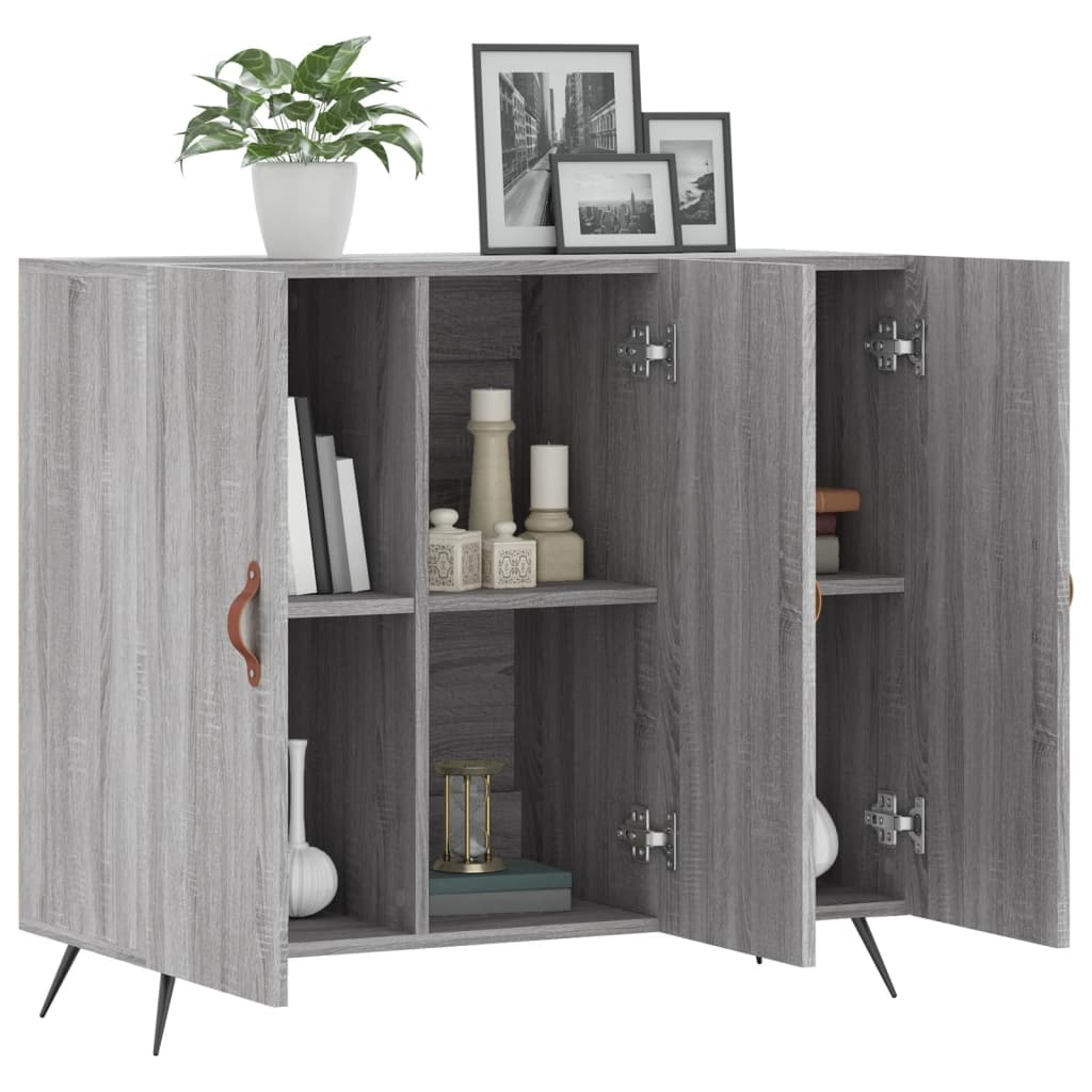 VidaXL Dressoir 90x34x80 cm bewerkt hout grijs sonoma eikenkleurig
