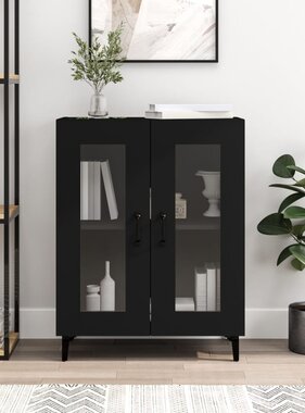 VidaXL Dressoir 69,5x34x90 cm bewerkt hout zwart