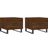VidaXL Salontafels 2 st 50x50x40 cm bewerkt hout bruineikenkleurig