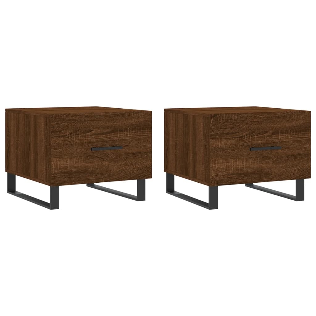 VidaXL Salontafels 2 st 50x50x40 cm bewerkt hout bruineikenkleurig