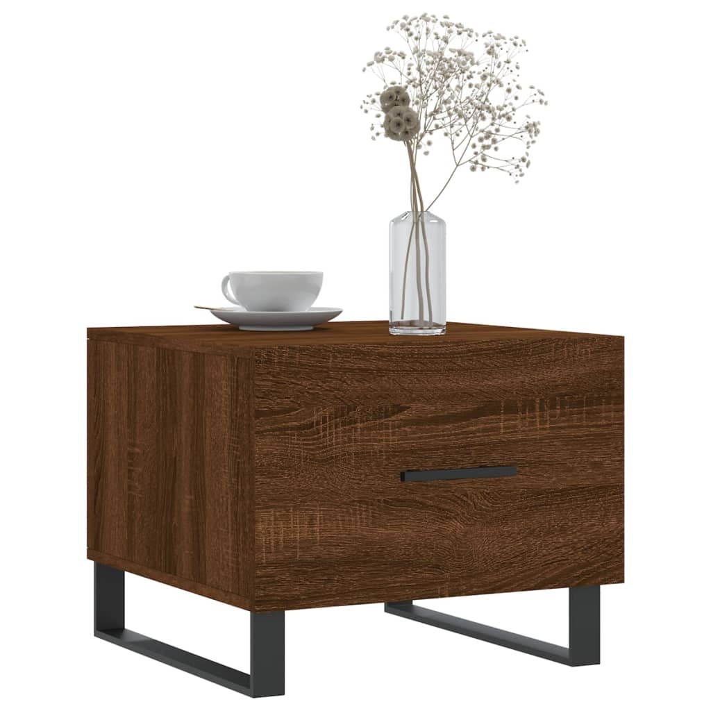 VidaXL Salontafels 2 st 50x50x40 cm bewerkt hout bruineikenkleurig