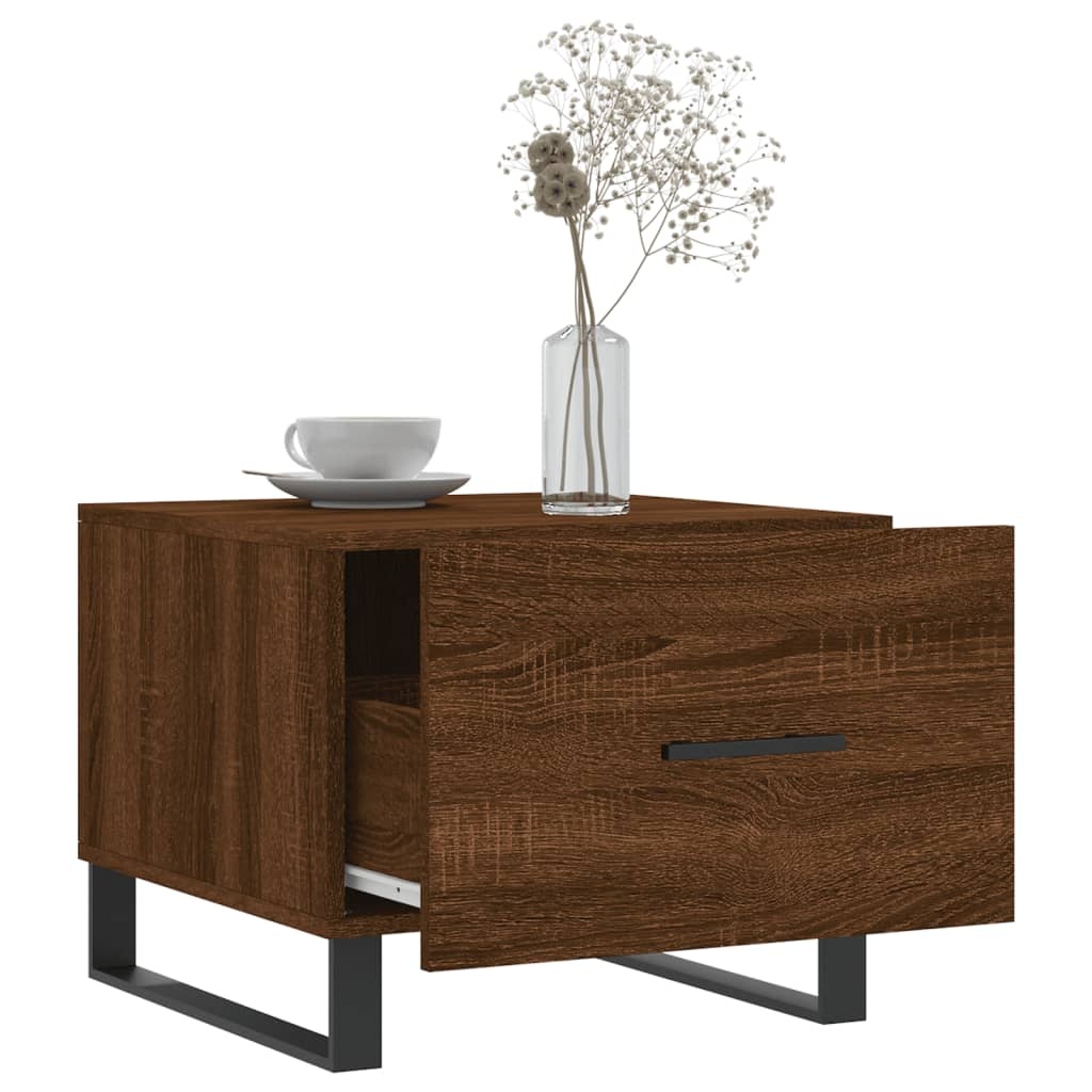 VidaXL Salontafels 2 st 50x50x40 cm bewerkt hout bruineikenkleurig