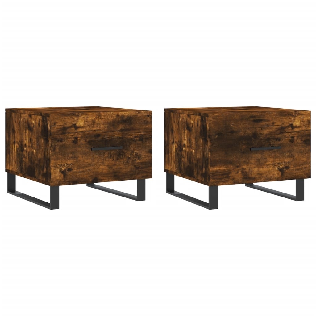 VidaXL Salontafels 2 st 50x50x40 cm bewerkt hout gerookt eikenkleurig
