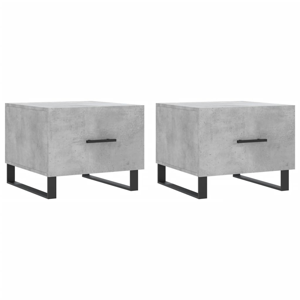 VidaXL Salontafels 2 st 50x50x40 cm bewerkt hout betongrijs