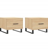 VidaXL Salontafels 2 st 50x50x40 cm bewerkt hout sonoma eikenkleurig
