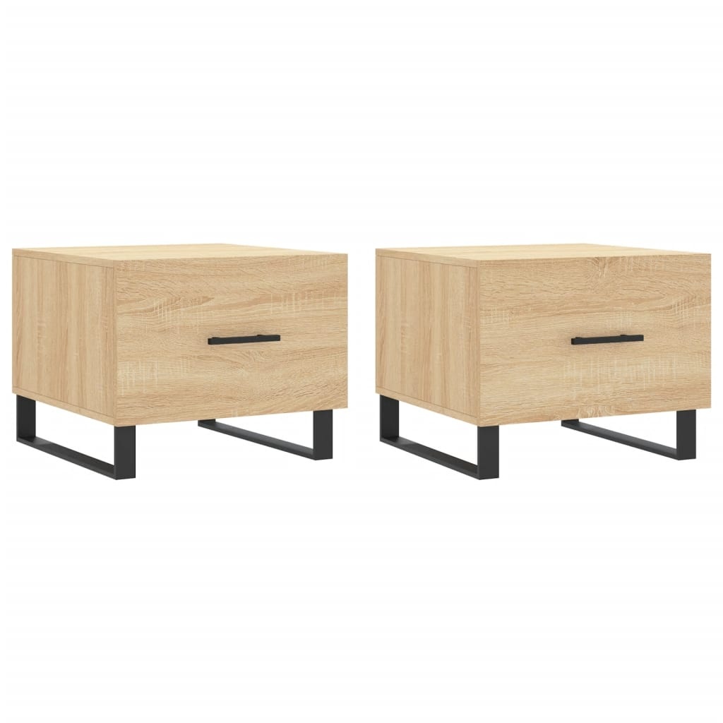 VidaXL Salontafels 2 st 50x50x40 cm bewerkt hout sonoma eikenkleurig