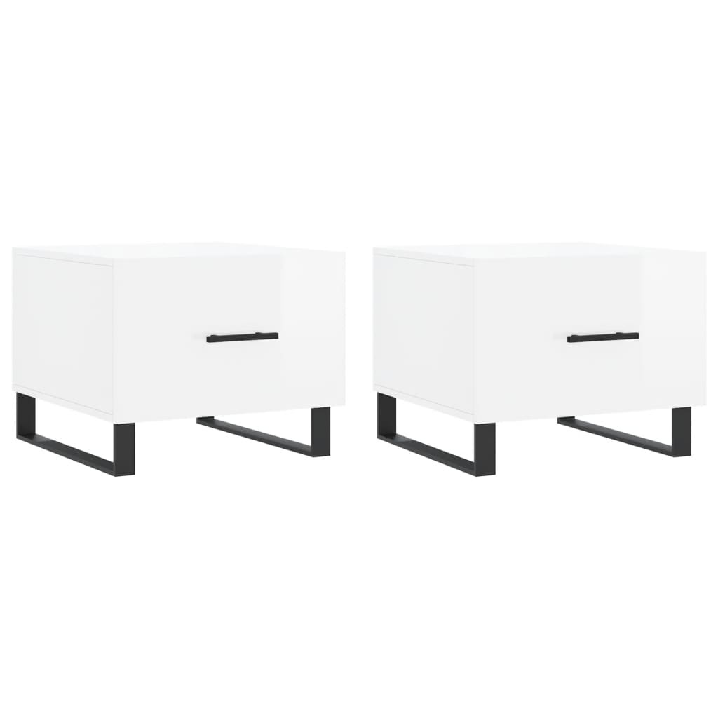 VidaXL Salontafels 2 st 50x50x40 cm bewerkt hout hoogglans wit